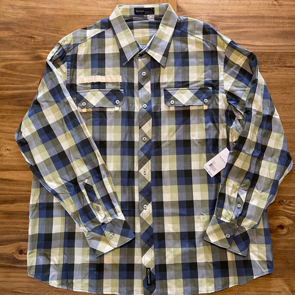 NWT: Rocawear long sleeve, blue/green plaid Sz 3XL - Picture 2 of 10